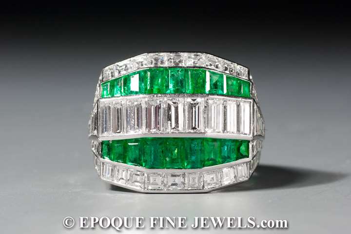 A wonderful Art Deco emerald and diamond ring